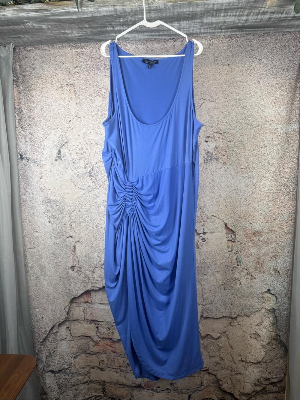 Eloquii sleeveless dress Blue Ruched size 24   A676
